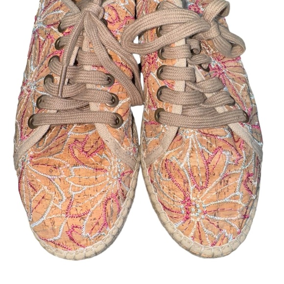 TONI PONS Embroidered Floral Espadrille Sneakers Beige Pink EU Size 39 US Size 8 - Picture 13 of 15